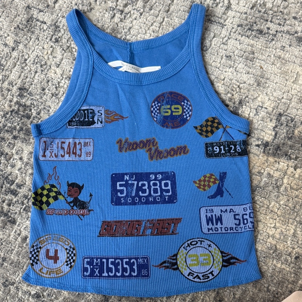 Urban Outfitters Blue Graphic Patch Tank